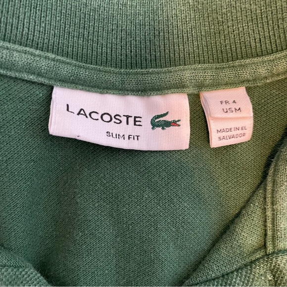 Lacoste Slim Fit Pique Short Sleeve Polo Shirt Evergreen Green size M / 4 - Picture 9 of 12
